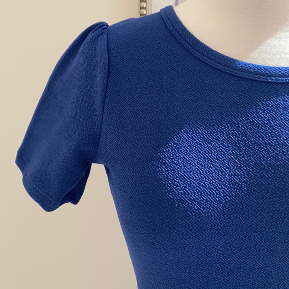 LuLaRoe Blue Fitted Cap Sleeve Amelia Dress